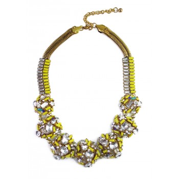 Neon Yellow Stone Confection Statement Necklace 